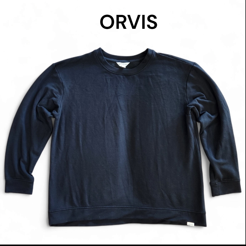 Orvis Sweater Womens Large Black Long Sleeve Outdoors Sweatshirt Modal Blend